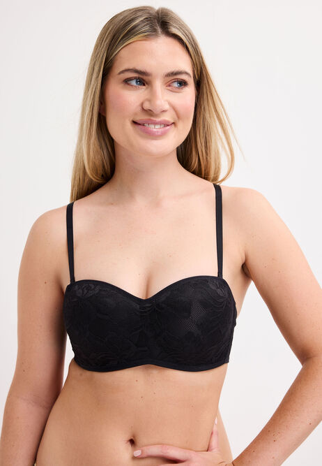 Womens Black Lace Multiway Bandeau Bra