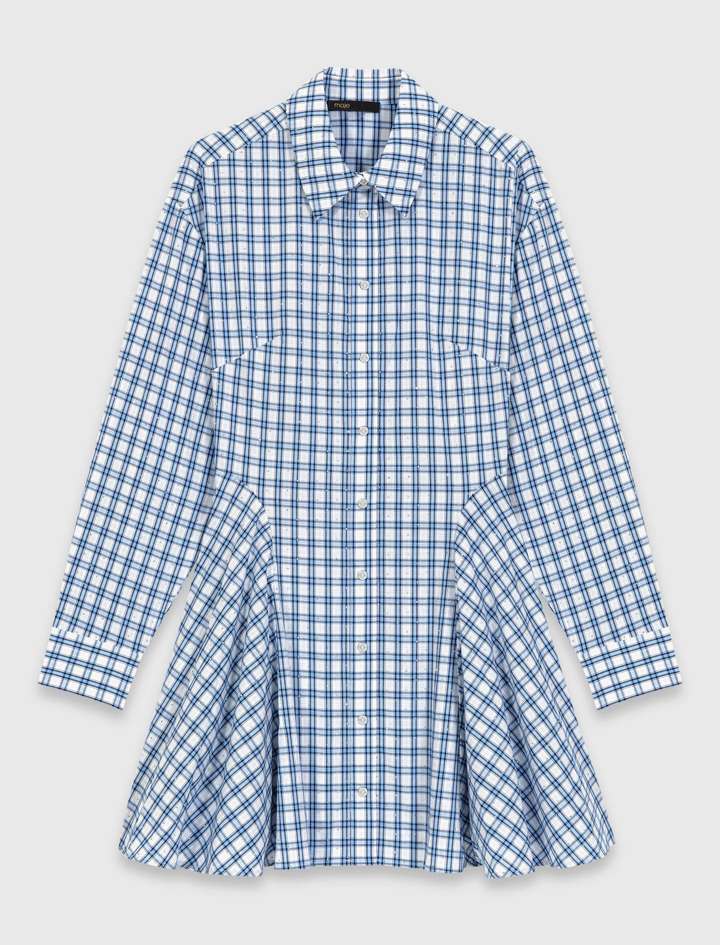 Robe chemise en coton strassé