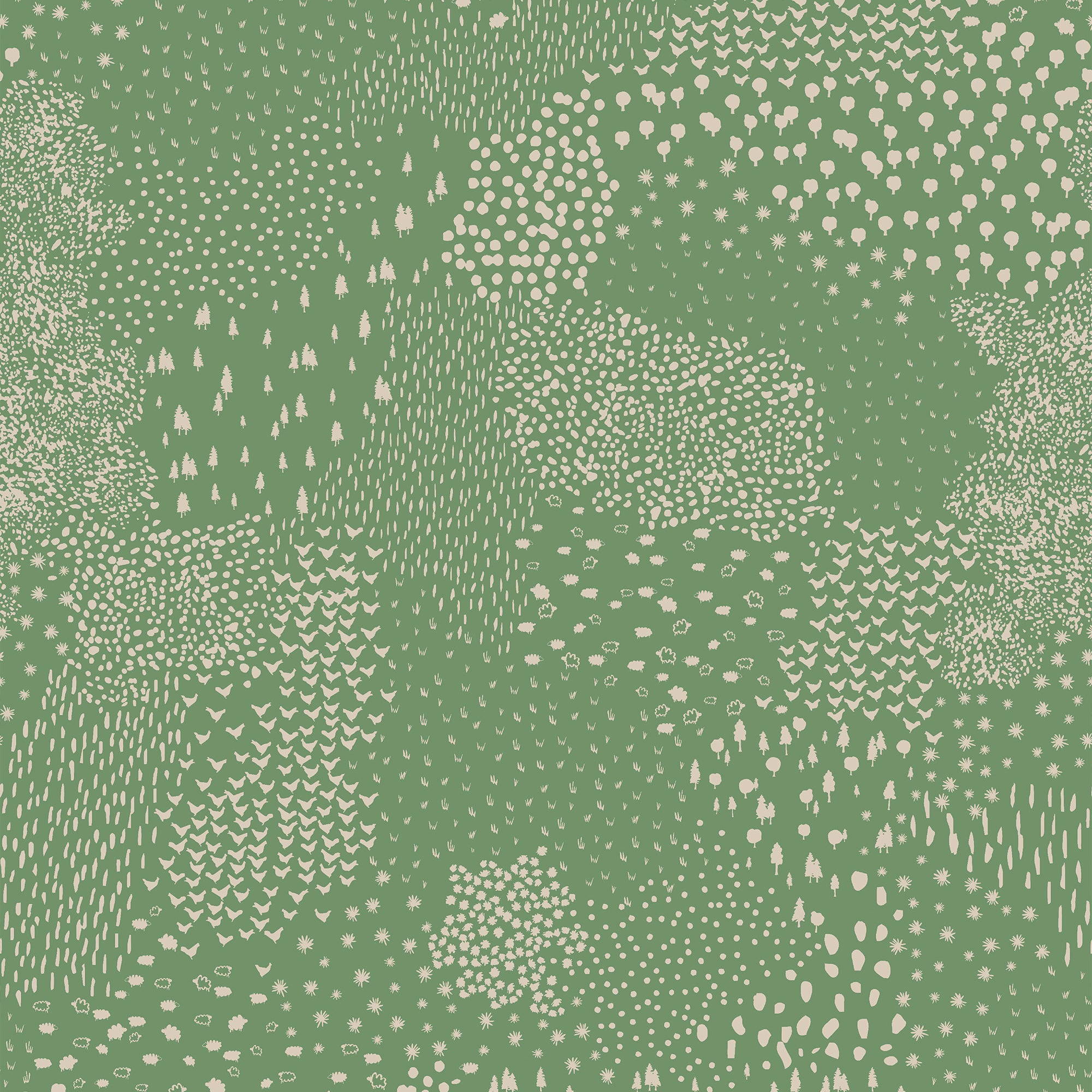 Joules Vliesbehang - Mono Farm Green - 1005x52