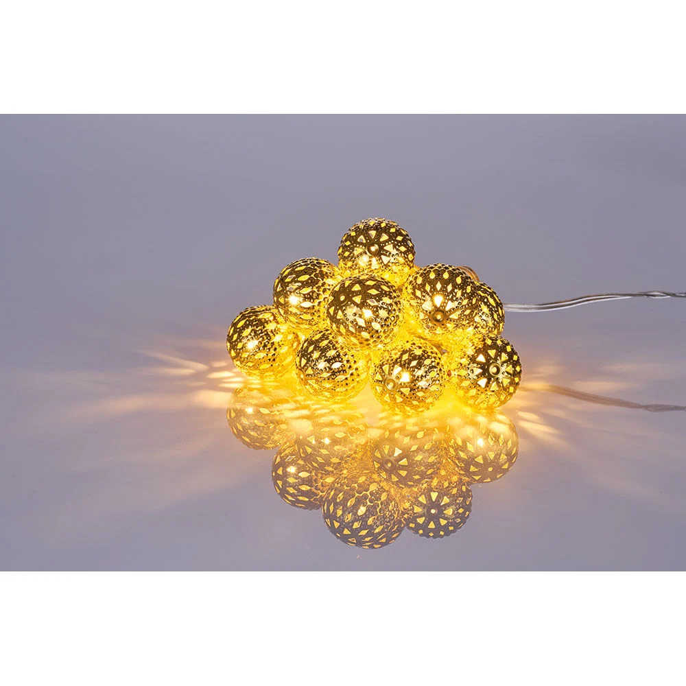 Guirlande boules lumineuses 10 LED blanc chaud fixe 90 cm