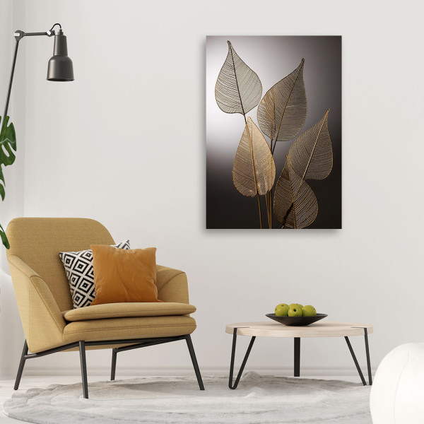 Feeby Obraz na płótnie, Złote Liście Minimalizm 40x60