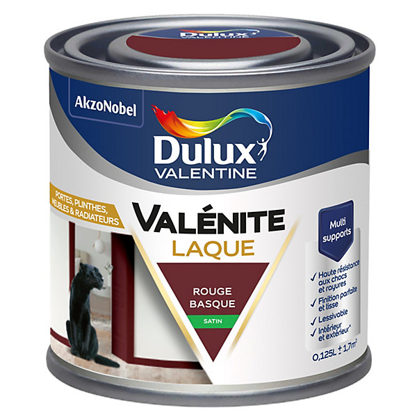 Laque acrylique Valénite Dulux Valentine rouge basque satin 0,125L