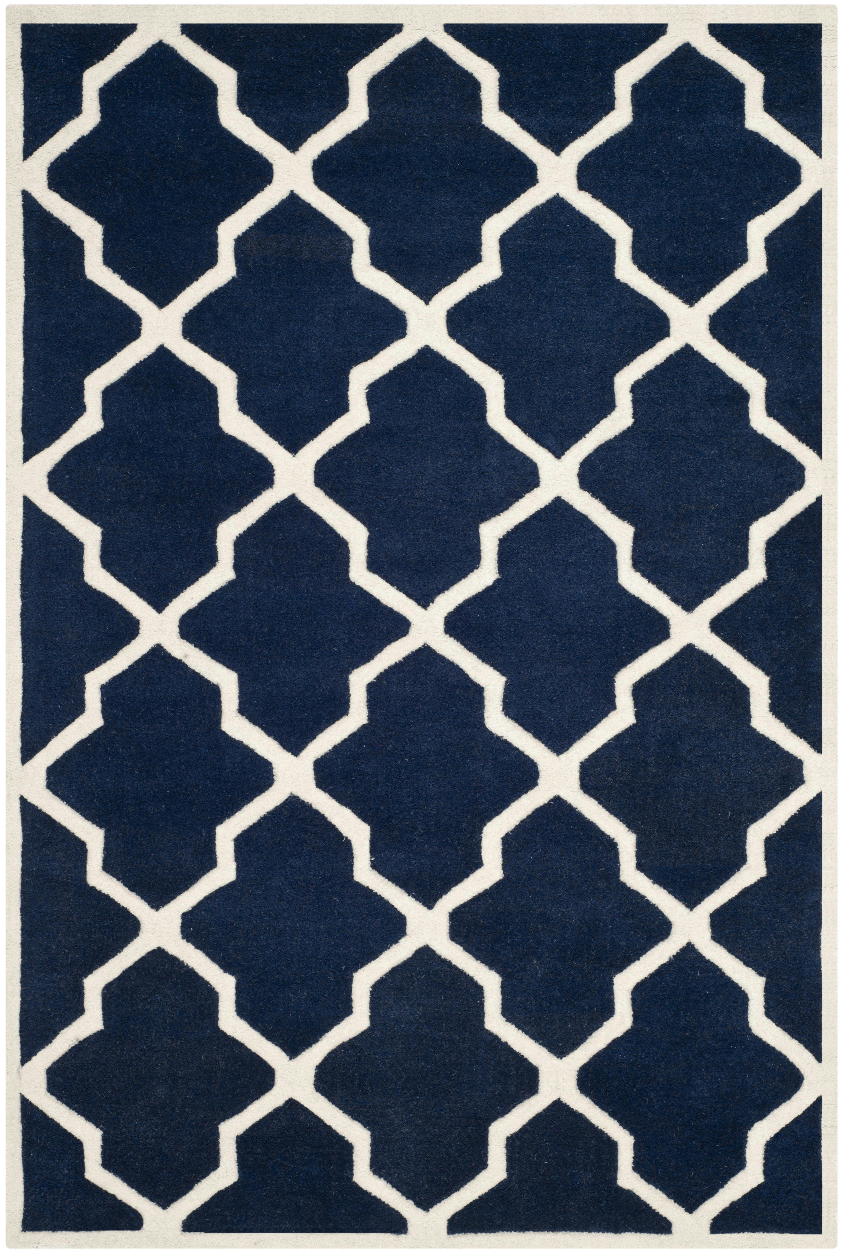 CHATHAM - Tapis de salon interieur en bleu fonce & ivoire, 122 x 183 cm