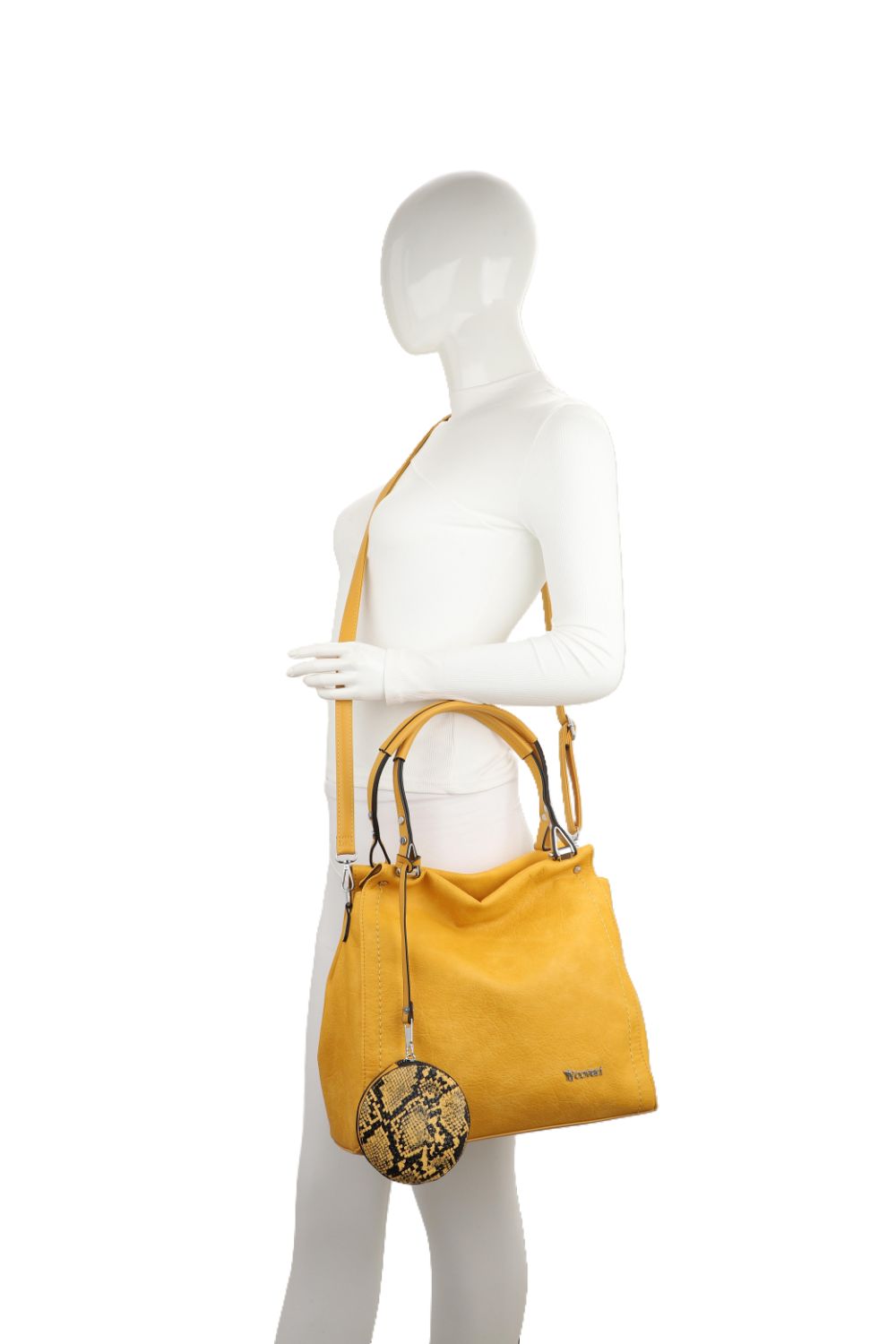 Fontanella Fashion YY Coveri Textured Shoulder/Hobo Bag with Detachable Strap and Zippered Pouch