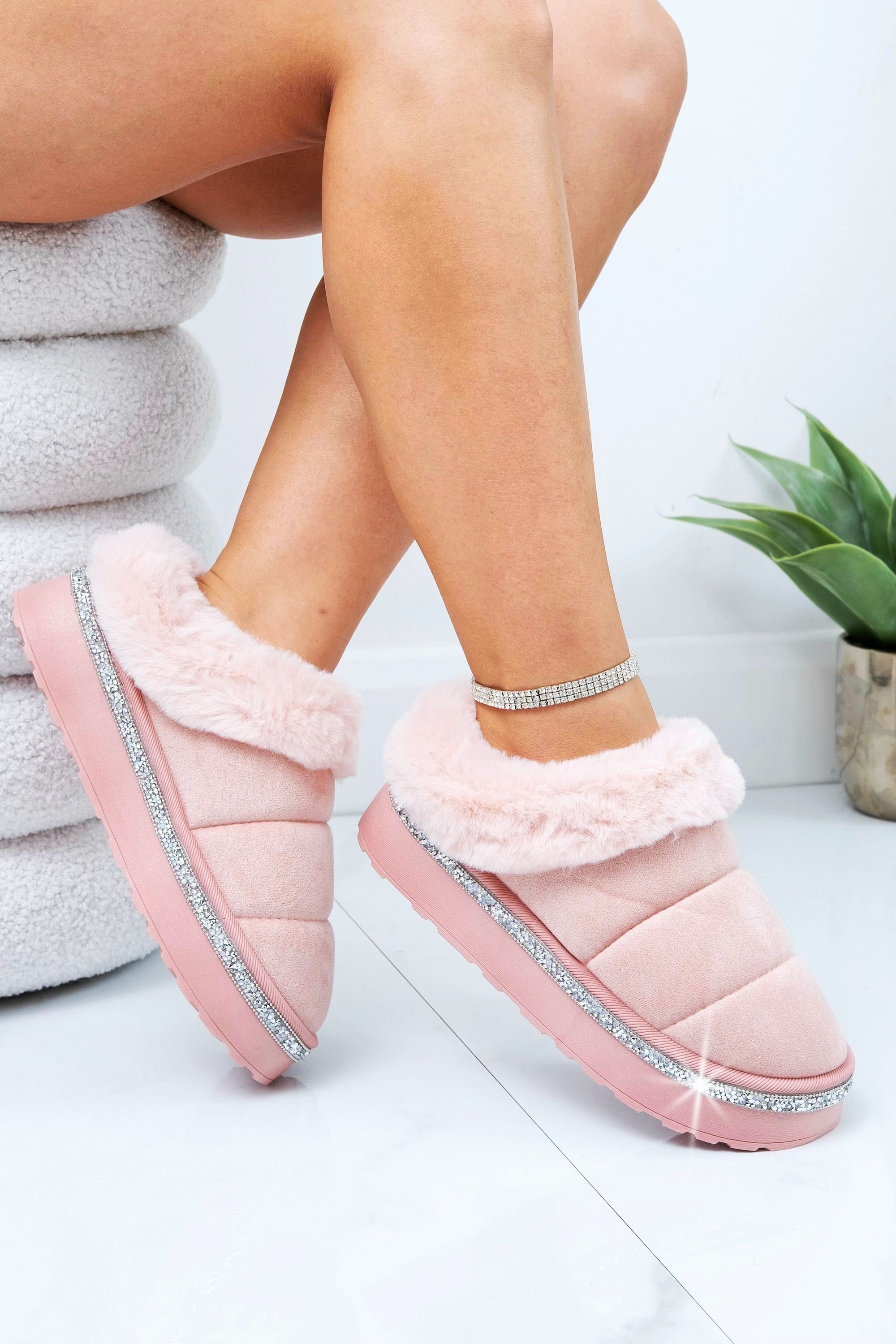 Love Lemonade Crystal Trim Soft Touch Slippers
