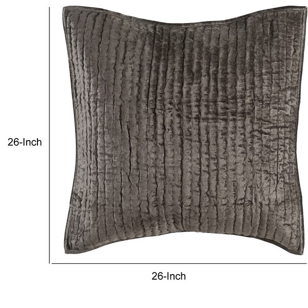 Lipa 26 Inch Square Handmade Euro Pillow Sham, Rayon Velvet, Desert Brown