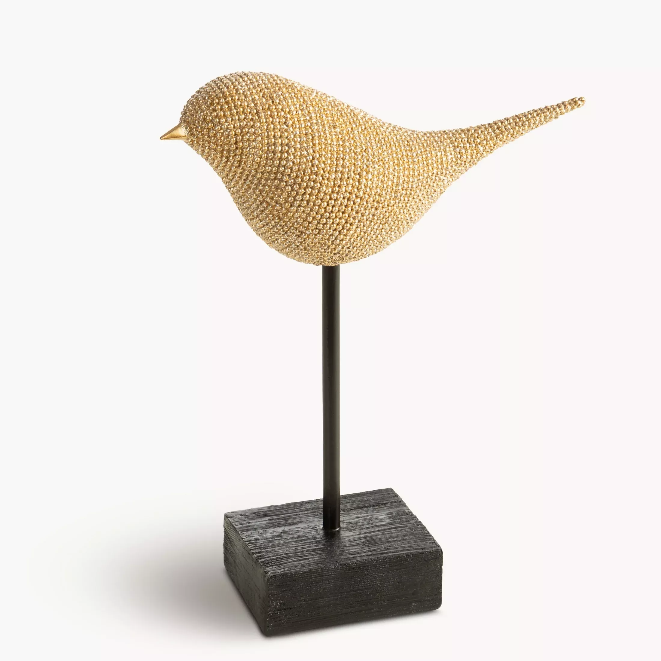 Figurka złota w kształcie ptaszka o drobnym strukturalnym wzorze 17x6x20 cm ELDO 2