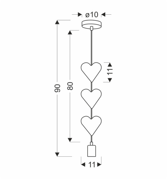Lampa wisząca Hearts serca biało-różowa 1xE27x20W IP20 Candellux