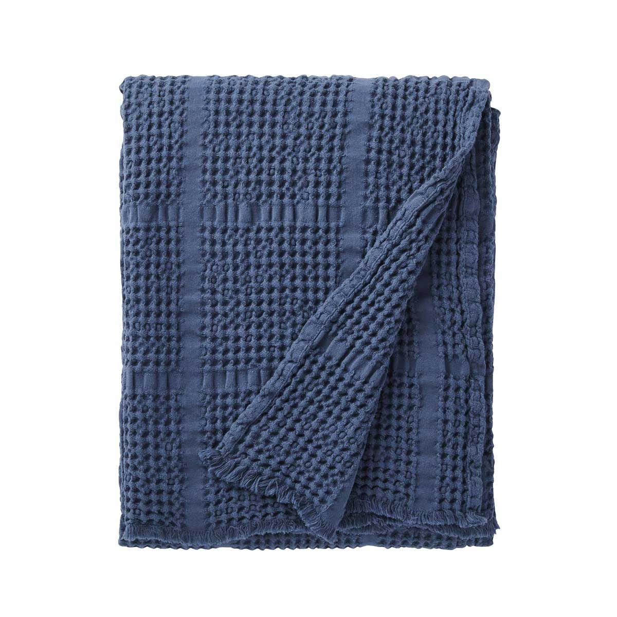 YOGI - Plaid en jacquard de coton bleu 130x170