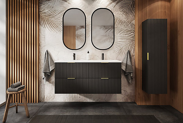 Meuble suspendu sous lavabo FLOW noir 120 cm