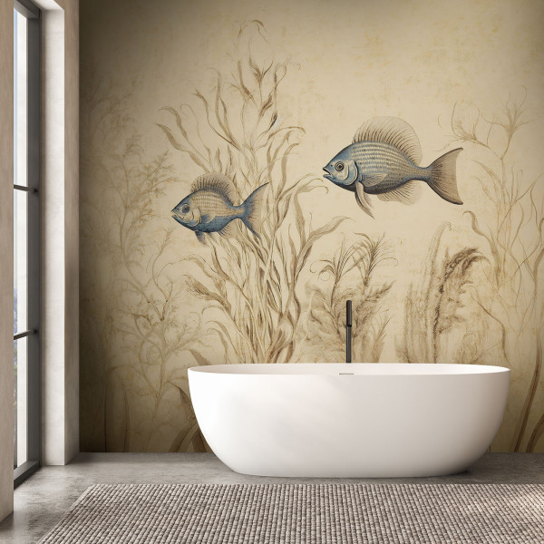 Feeby Fototapeta Ryby w stylu boho beżowy 150x105