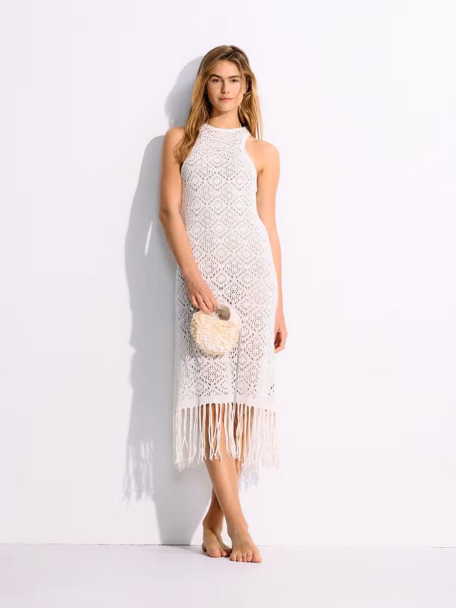 Maxi Beach Cover-Up With Fringes