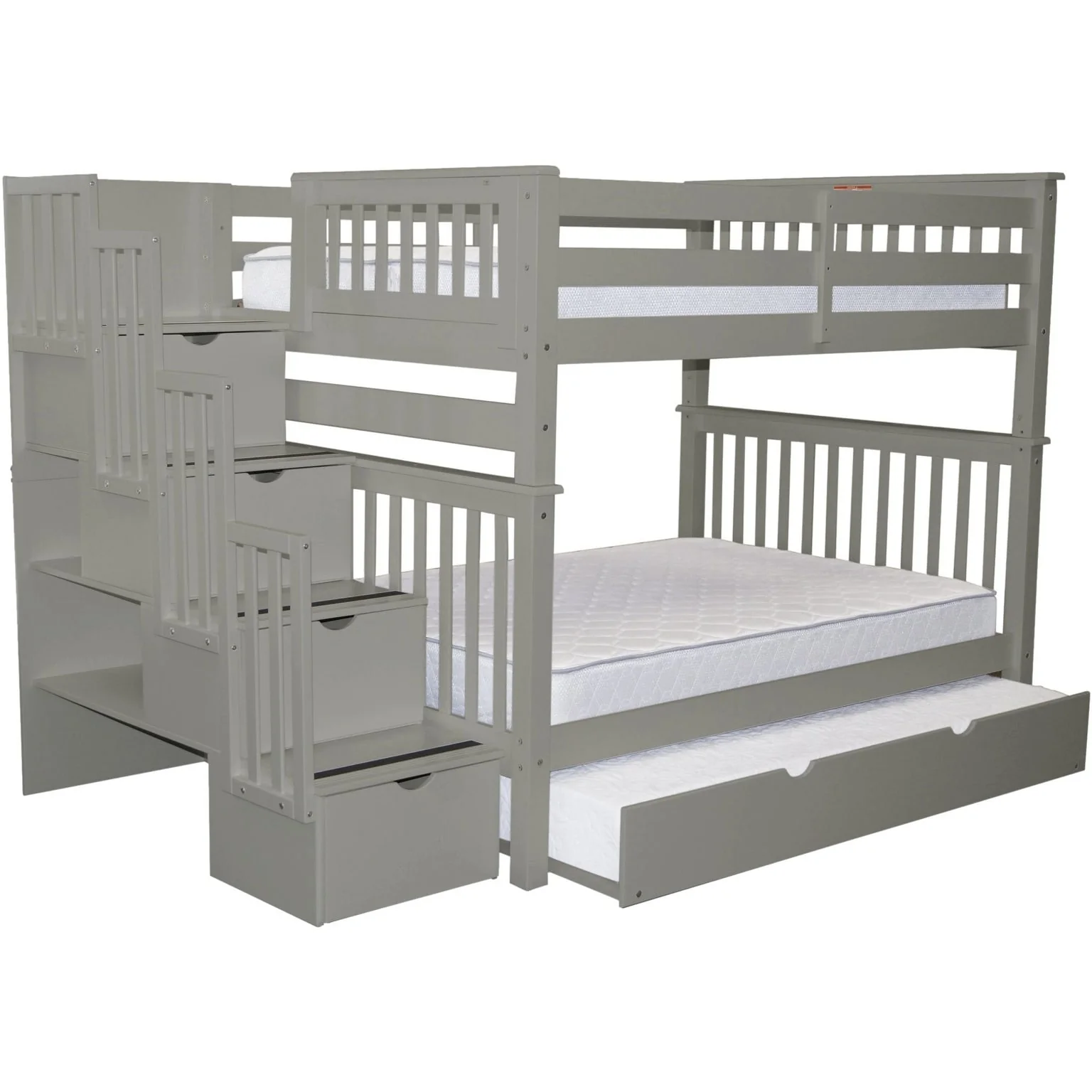 Taylor & Olive Trillium Full over Full Stairway Bunk Bed, Twin Trundle