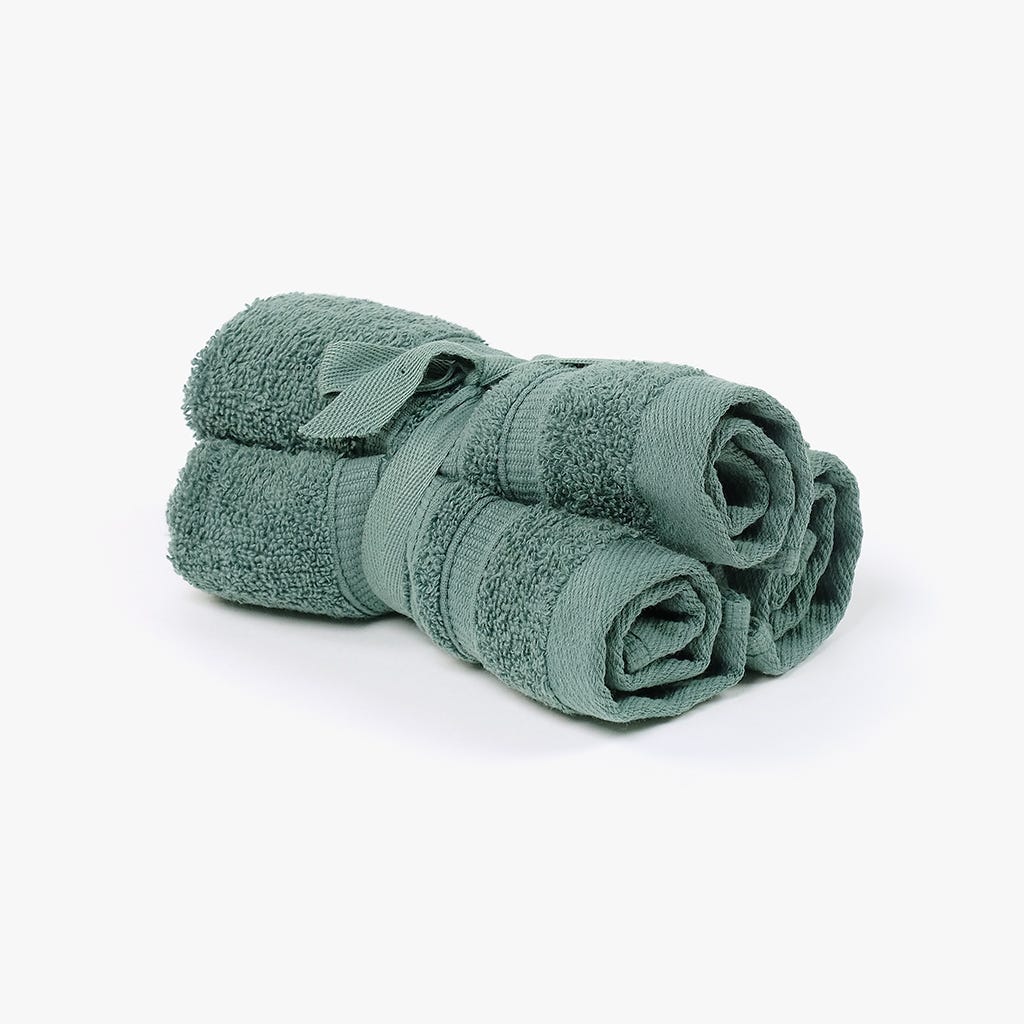 Conjunto Toalhetes de Algodão Verde Escuro 4EVERYDAY