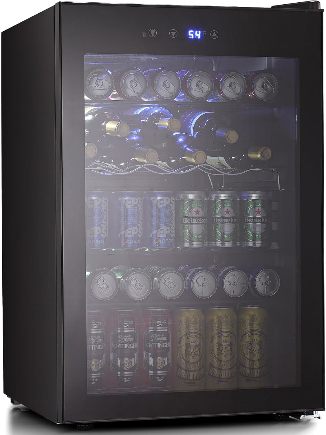 Antarctic Star Beverage Refigerator Cooler -145 Can Mini Fridge for Soda Beer or wine,with glass door, For Office or Bar with Adjustable Removable Shelves，4.5 Cu. Ft. (Black)