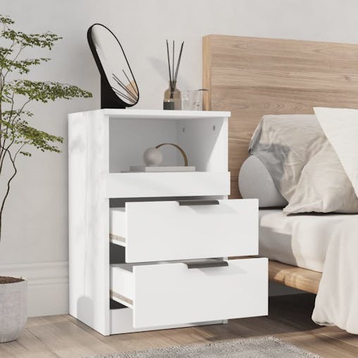 NNEVL Bedside Cabinets 2 pcs White Engineered Wood