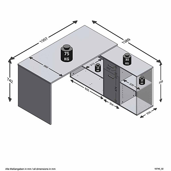 Bureau d'Angle Réversible 