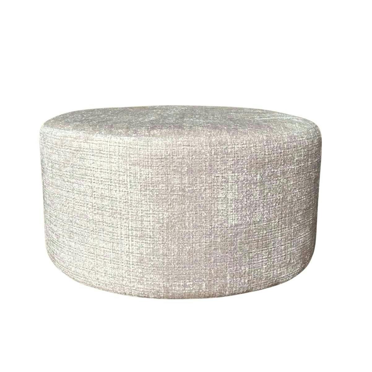 Pouf rond beige tissu doux RIVOLI