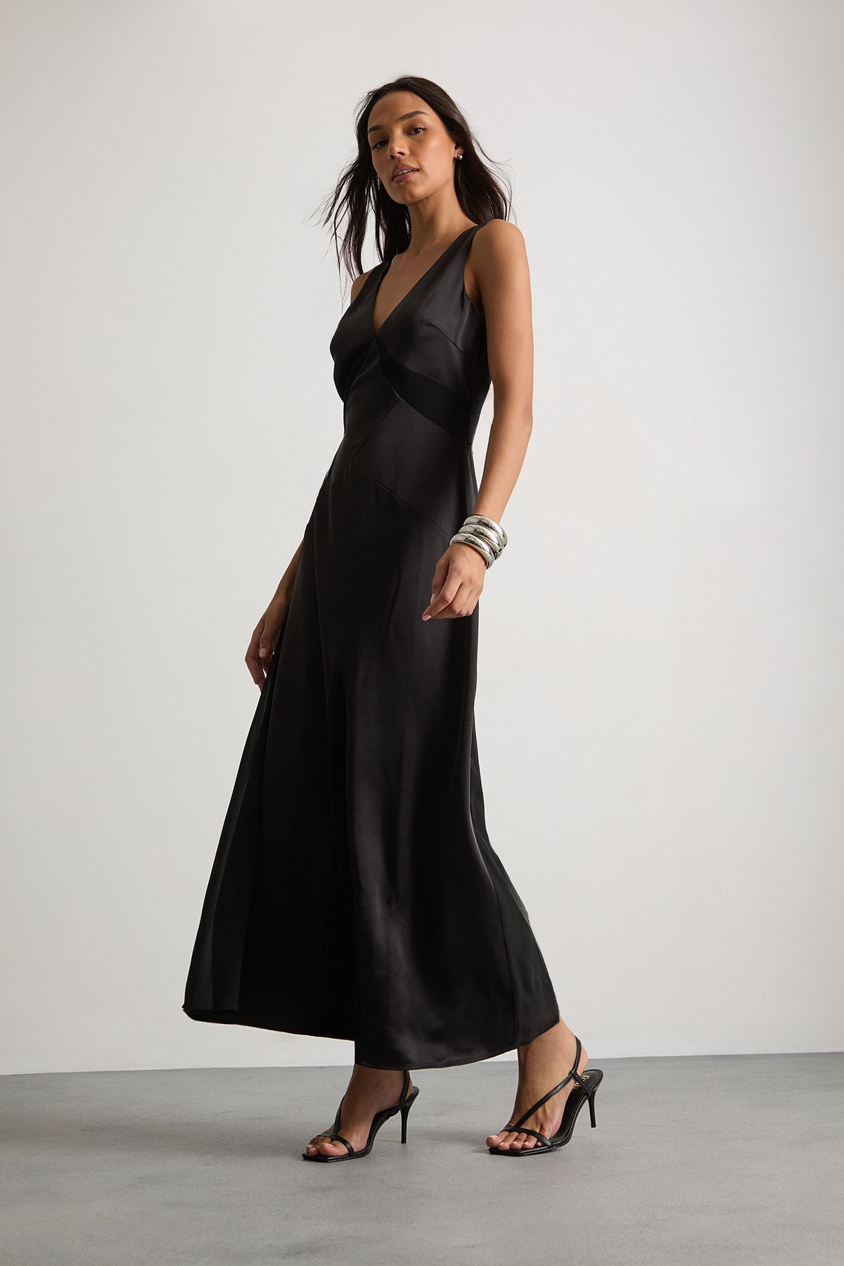 Warehouse Satin And Chiffon Mix Midaxi Dress