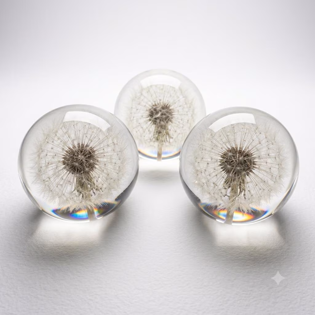 Real Dandelion Globe Paperweight Resin Ornament