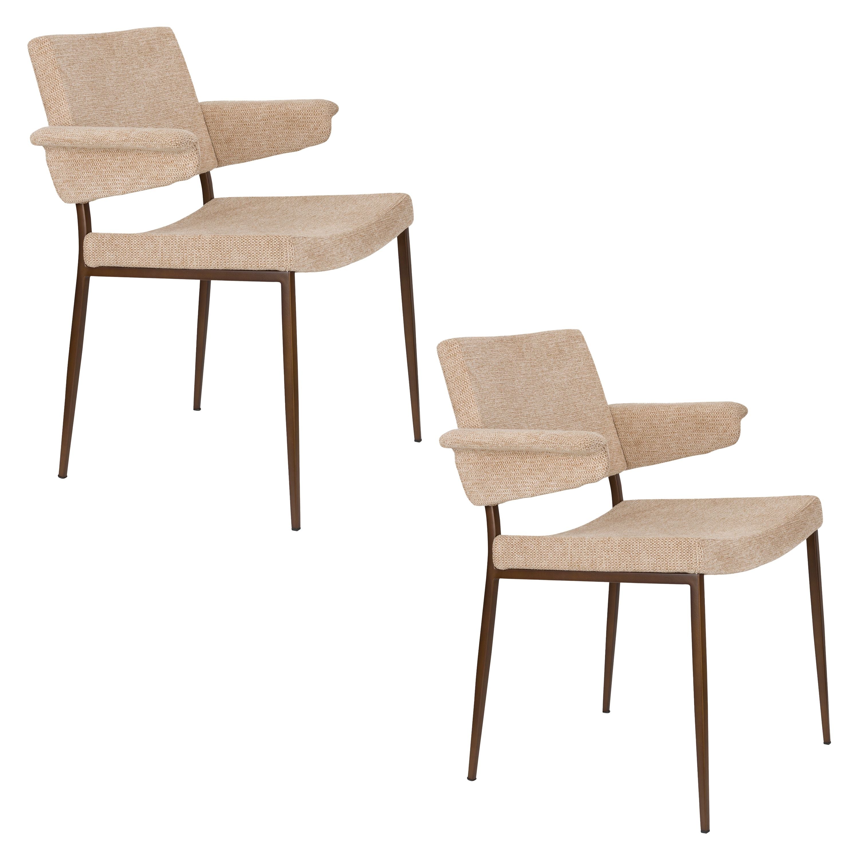 Dutchbone Portland Eetkamerstoelen Armleuning Beige - Set van 2