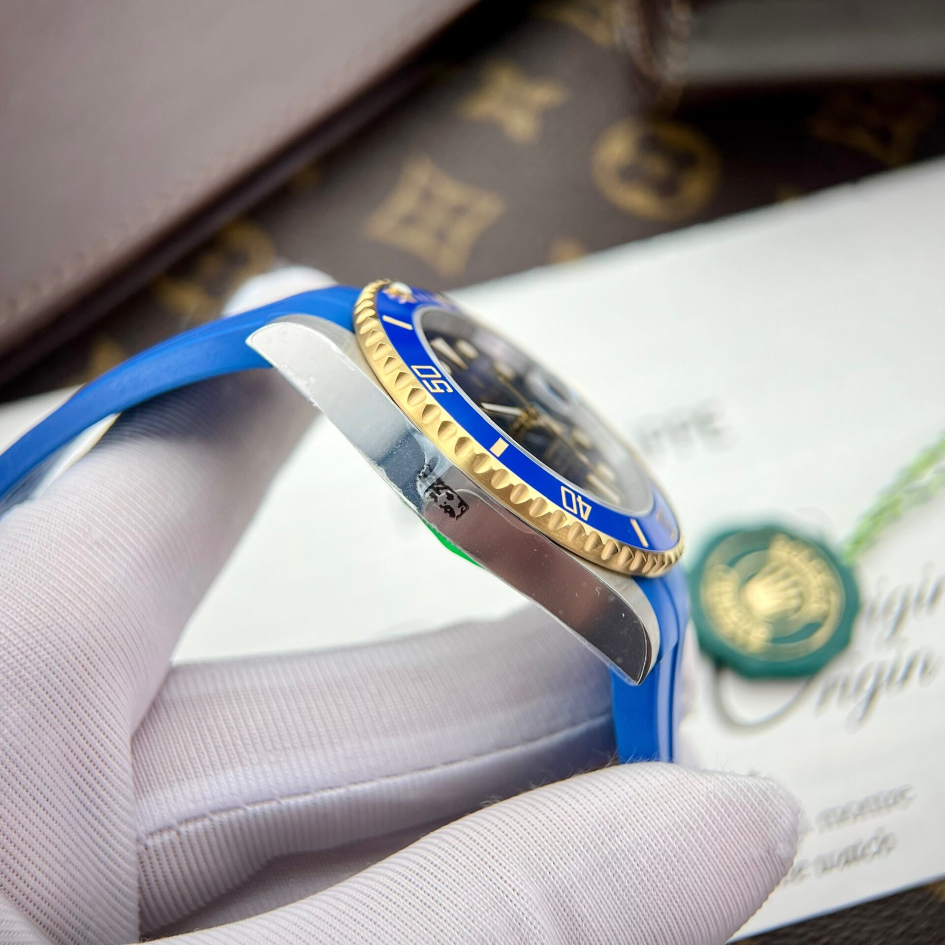 Rolex Submariner SS/YG Plated Blue Dial 40mm Oysterflex Super Clone