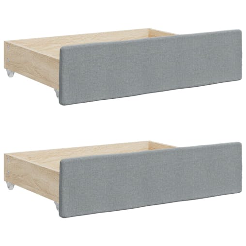 NNEVL Daybed with Trundle and Drawers Light Grey 90x190 cm Fabric