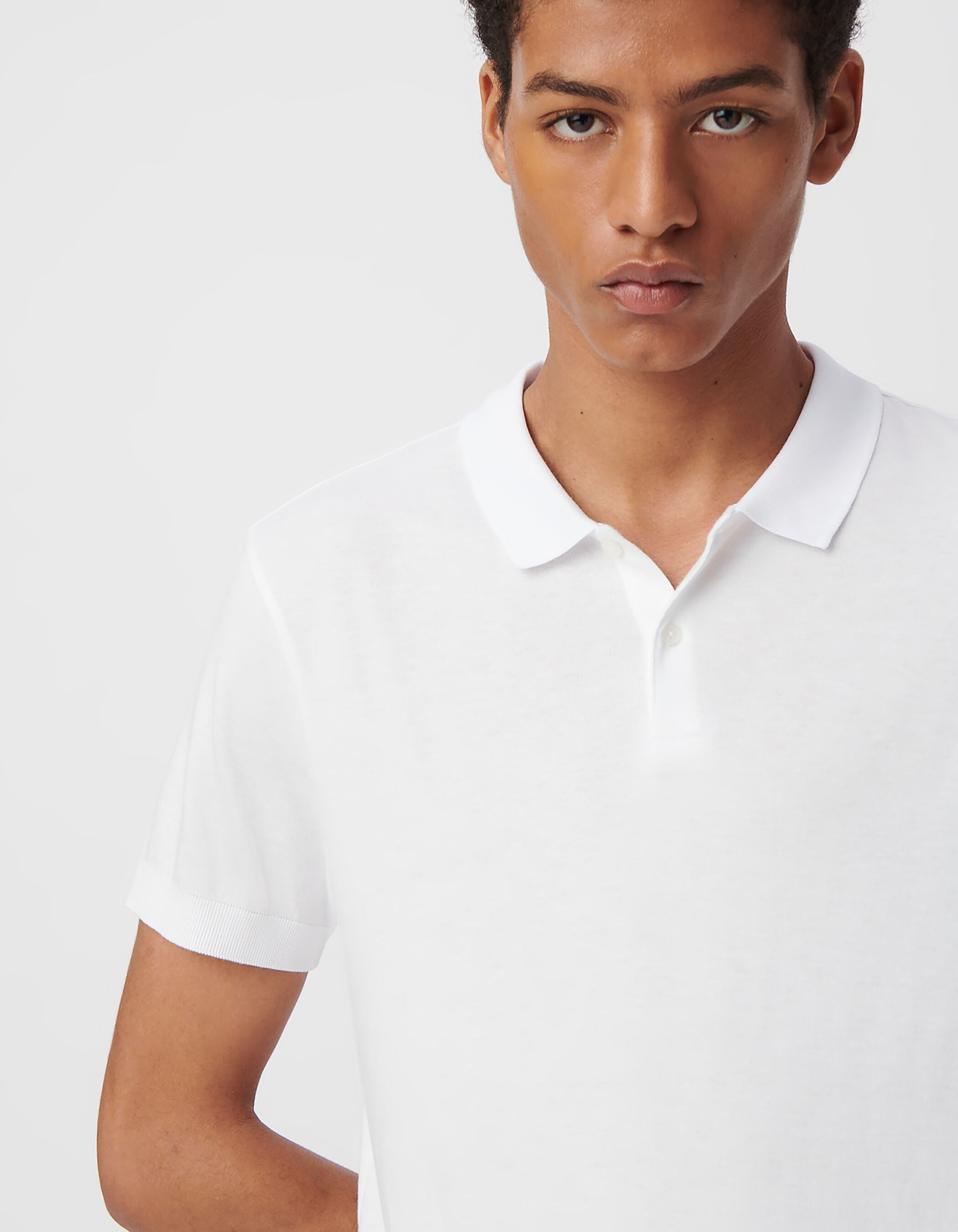 Polo blanc en coton modal Homme