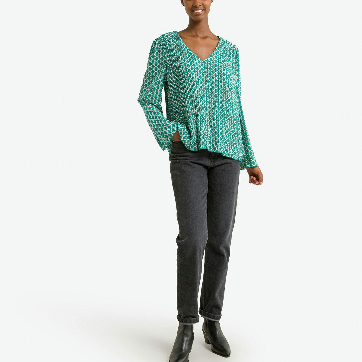 Blouse imprimée, col V