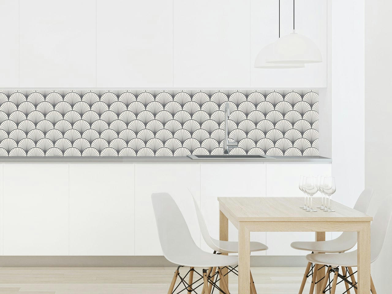 SEIGAIHA - Crédence adhésive gris foncé 400x40cm