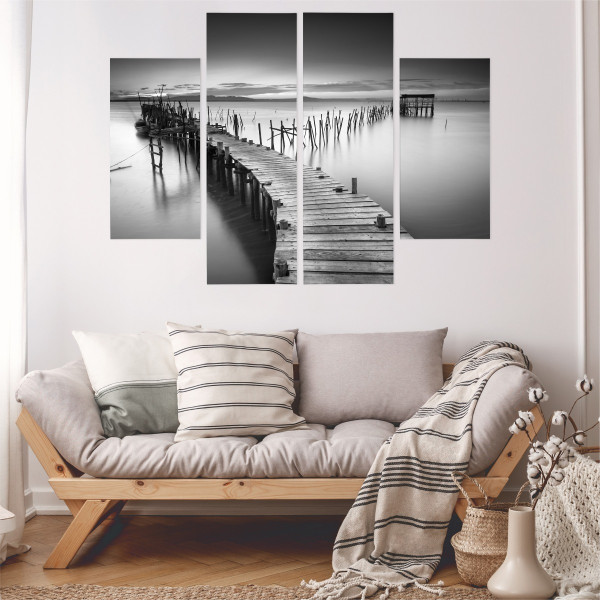 Obraz 4 Częściowy Jezioro POMOST Natura 3D 80x60cm