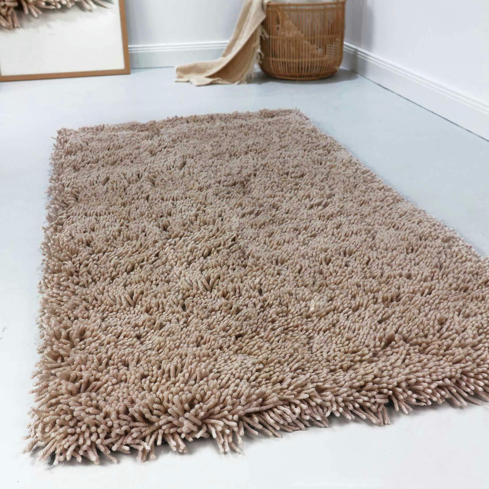 SEATTLE SHAG - Tapis confort moelleux en laine, poils longs crème 90x160