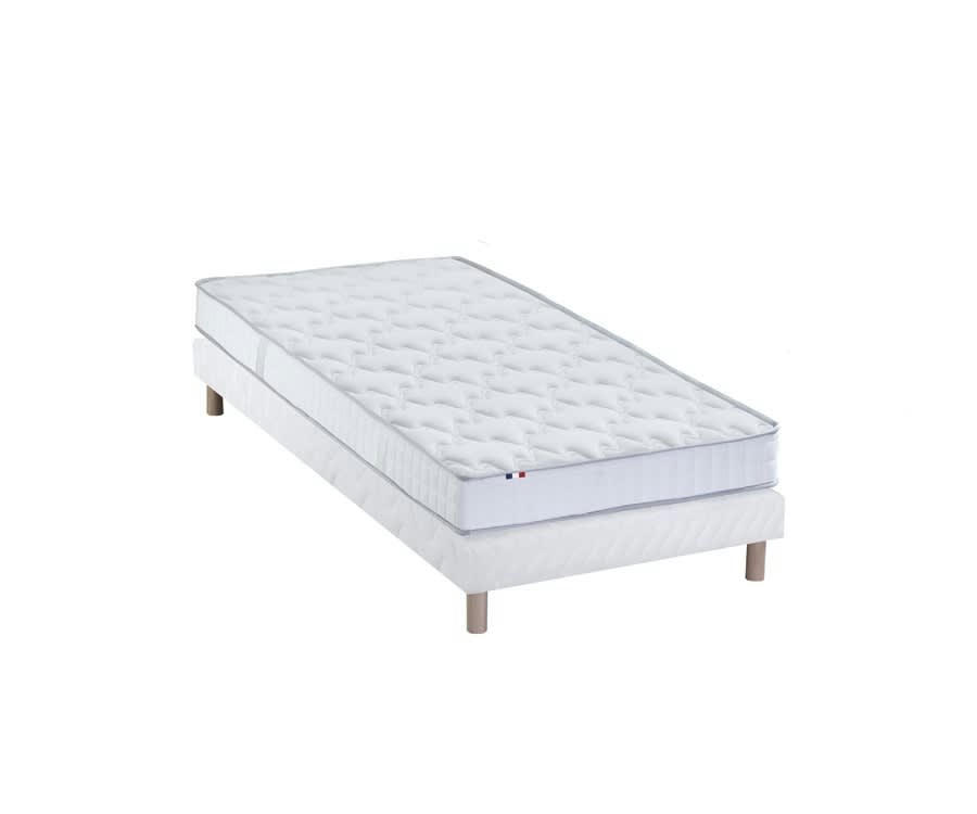 ENSEMBLE CIRRUS - Ensemble matelas mousse sommier blanc 90x190