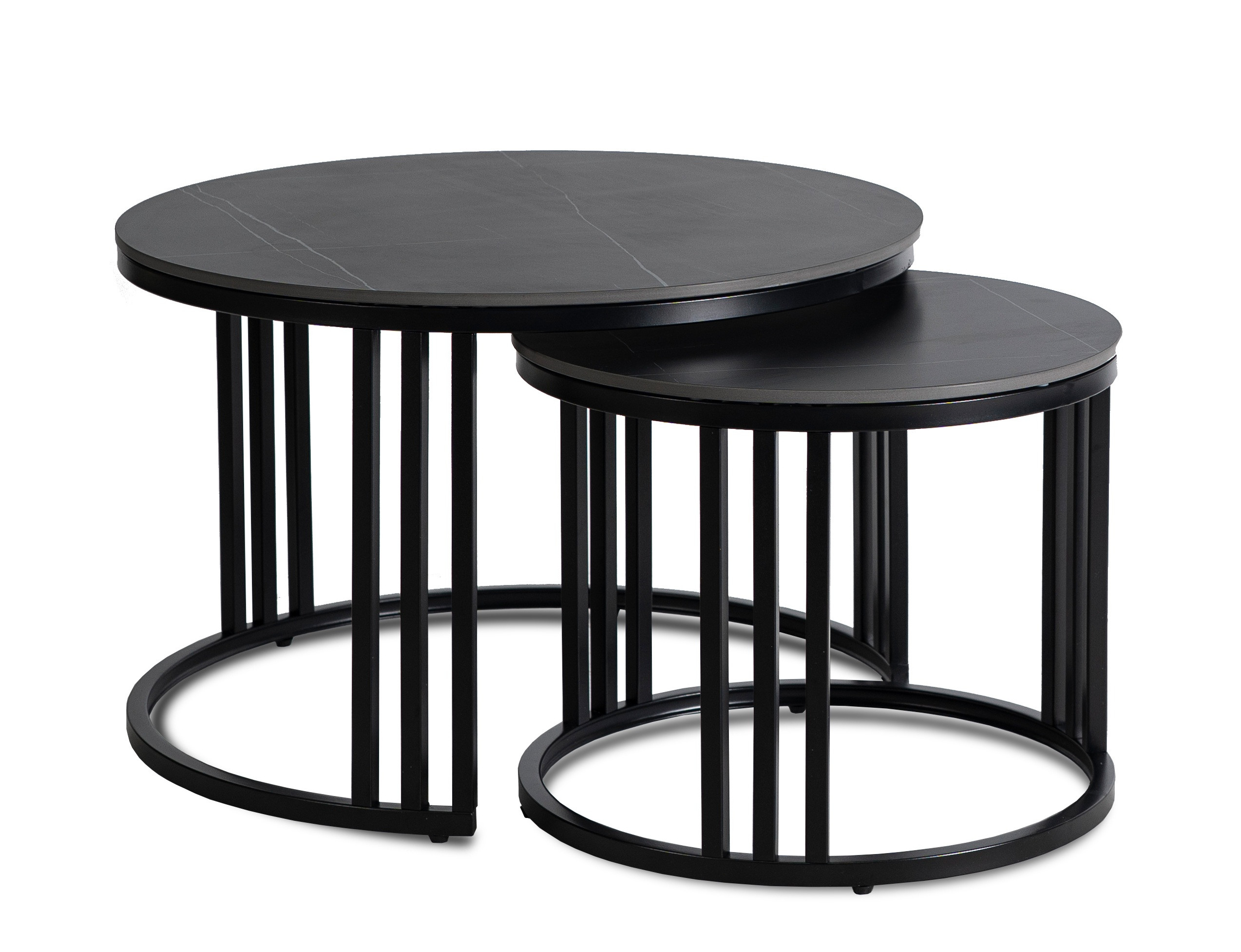 Stolik Kawowy Okrągły Ceramiczny Czarny Marmur Ława Glamour 2w1 JERRY