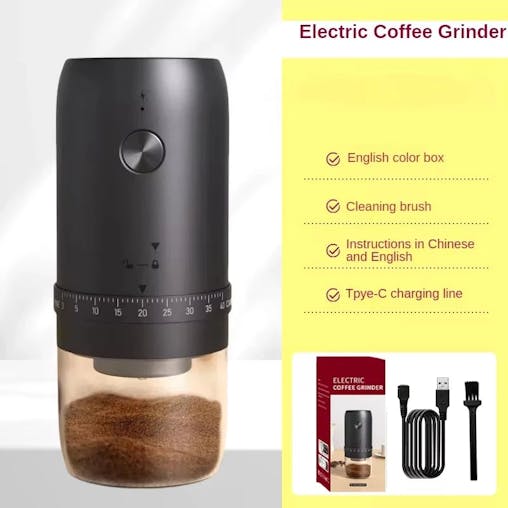 NNEOBA 1800mAh Electric Coffee Grinder 40 Level Adjustable Burr Grinder Black
