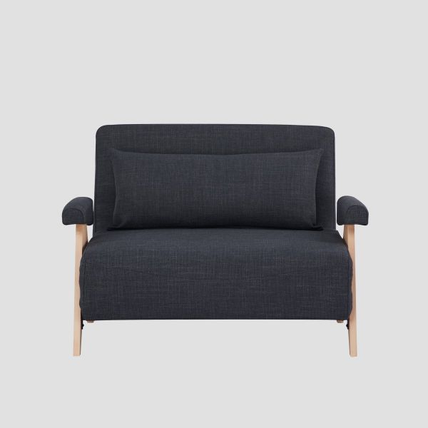 Sofa CALORE 1-osobowa, z funkcją spania ciemnoszara 117x90x82 cm