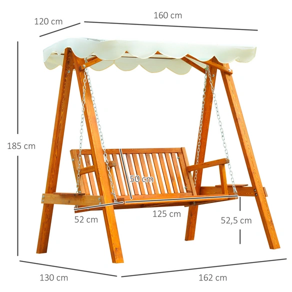 Hollywoodschaukel, 2-Sitzer, Lärchenholz, beige
