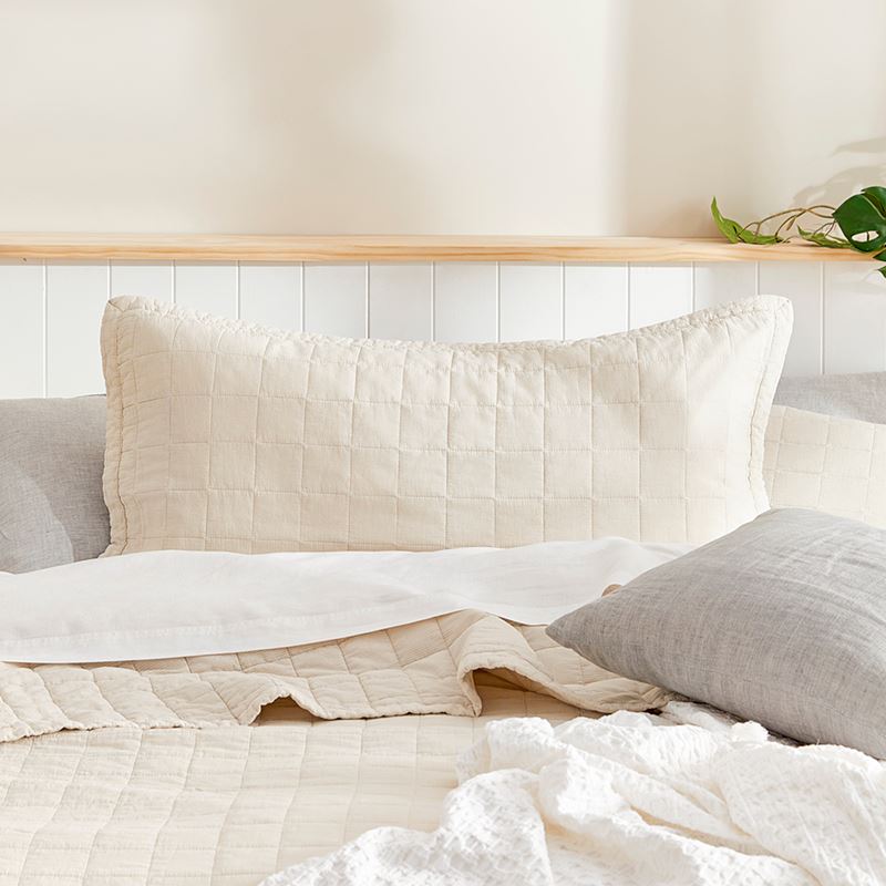 Mosman Sand Stripe Quilted Pillowcases