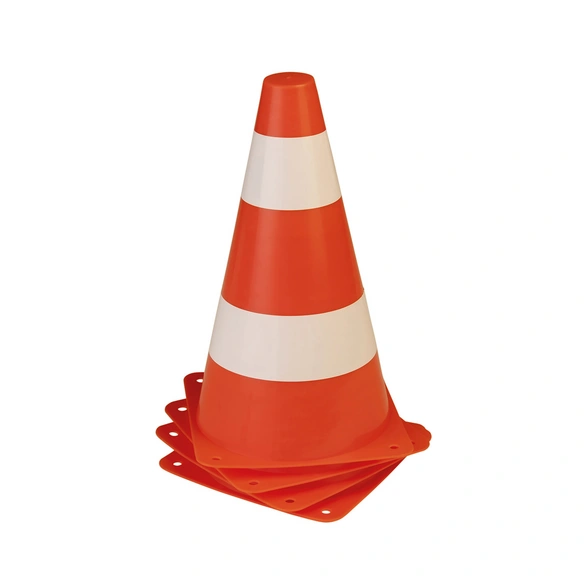 Pylonen orange, weiße Streifen 4er Set, 23 cm hoch