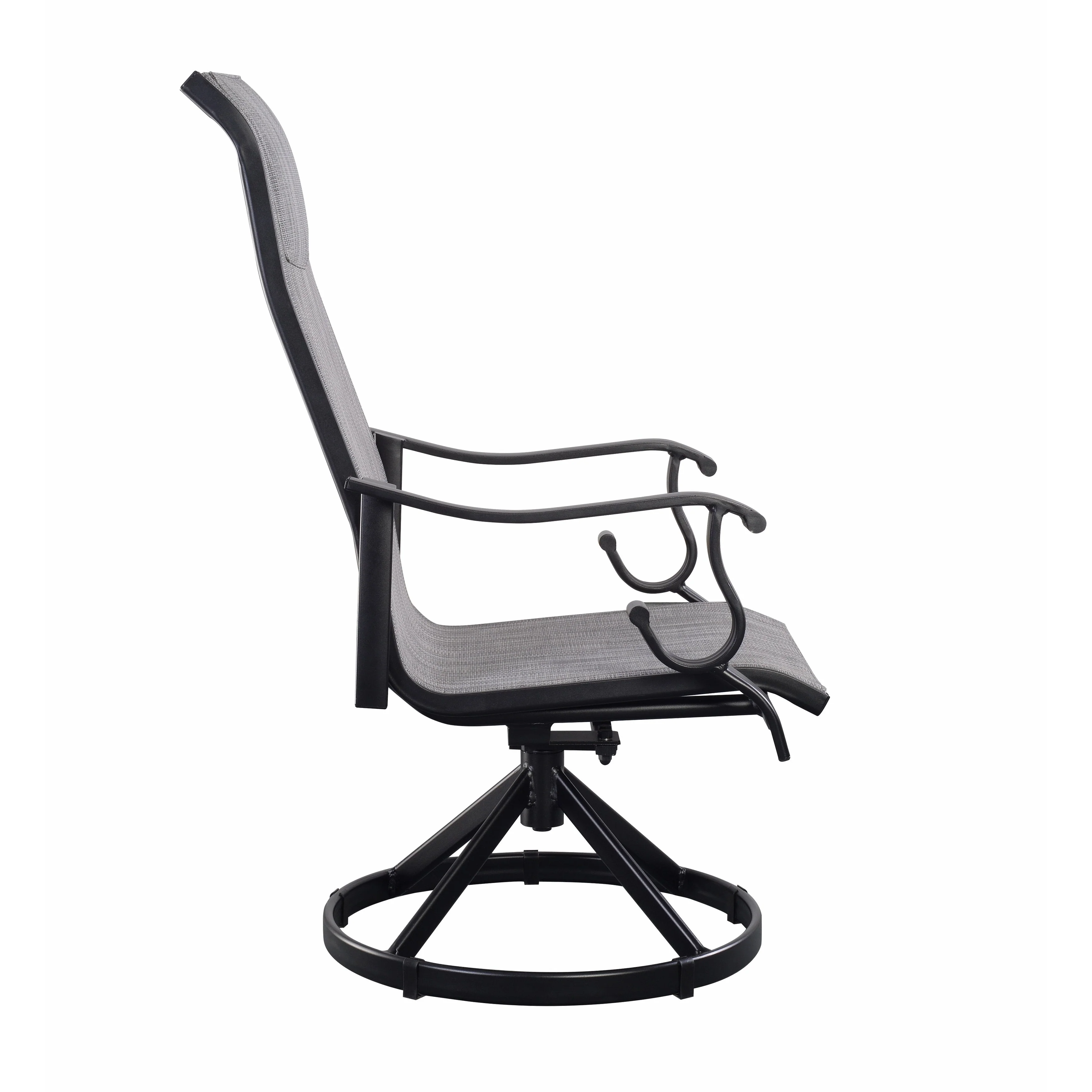 Set of 2 Westin Swivel Rocking Sling Patio Dining Chairs- Black/Grey