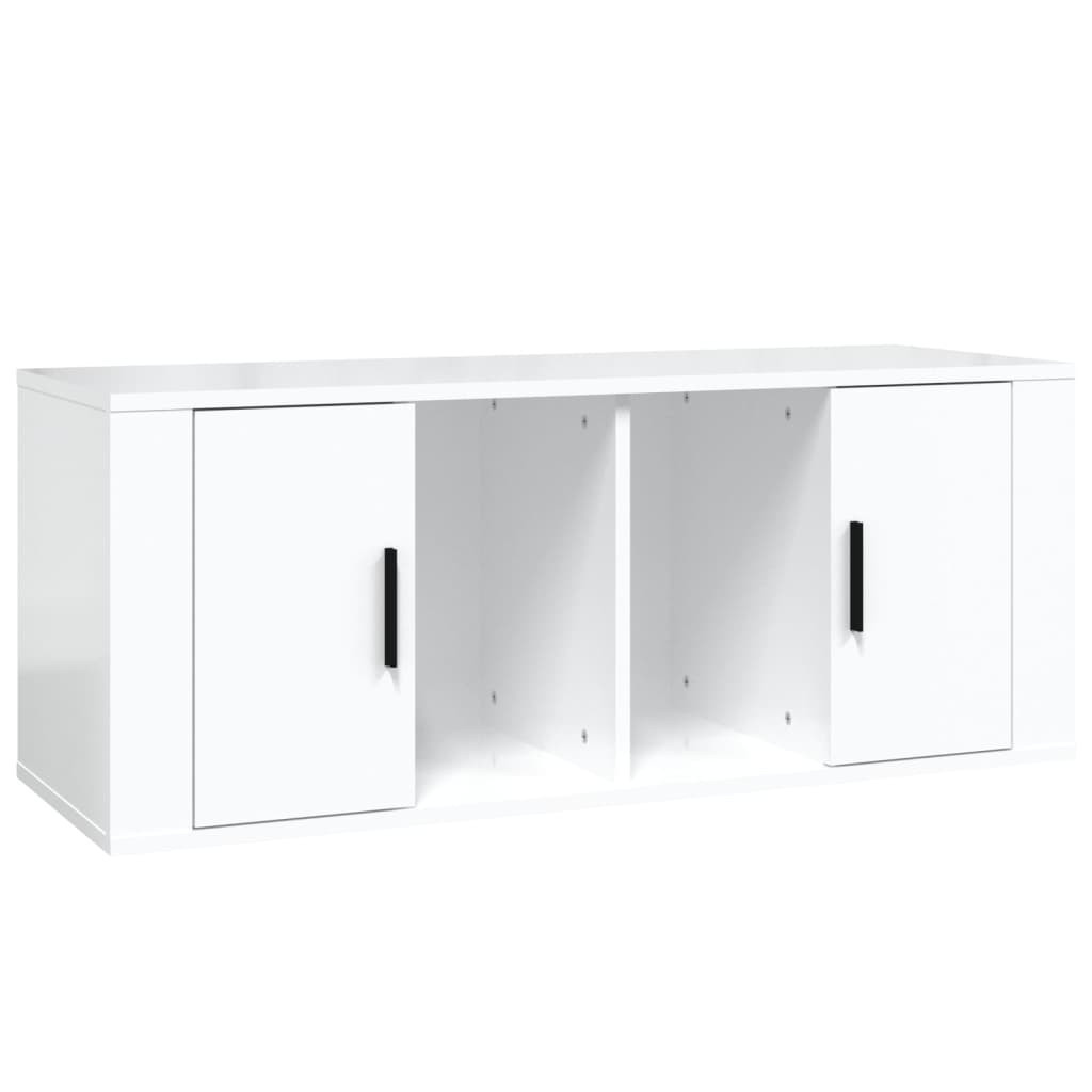 Szafka Pod Telewizor Szafka RTV KomodaBiały Połysk 100x35x40 cm