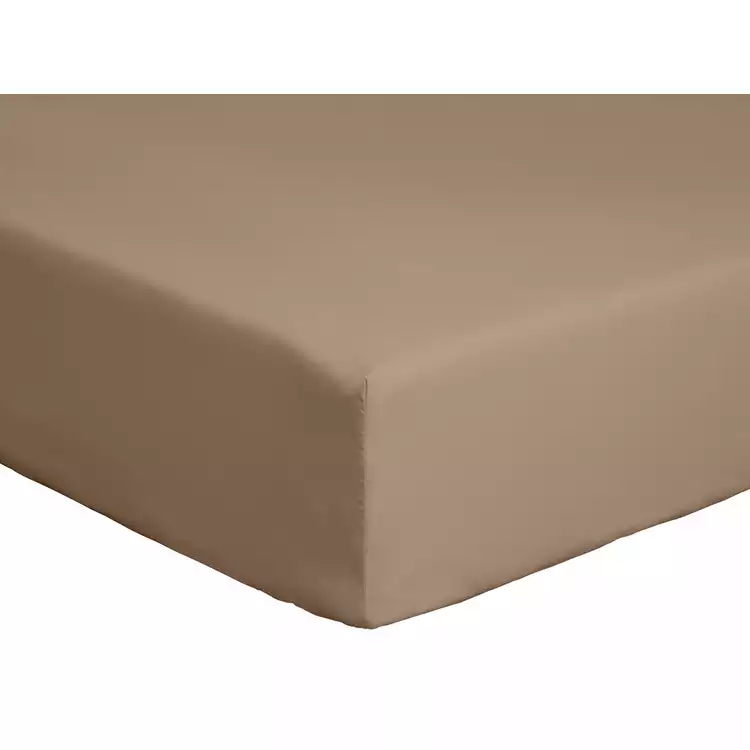 Habitat Cotton Rich 180 TC Taupe Fitted Sheet - Single