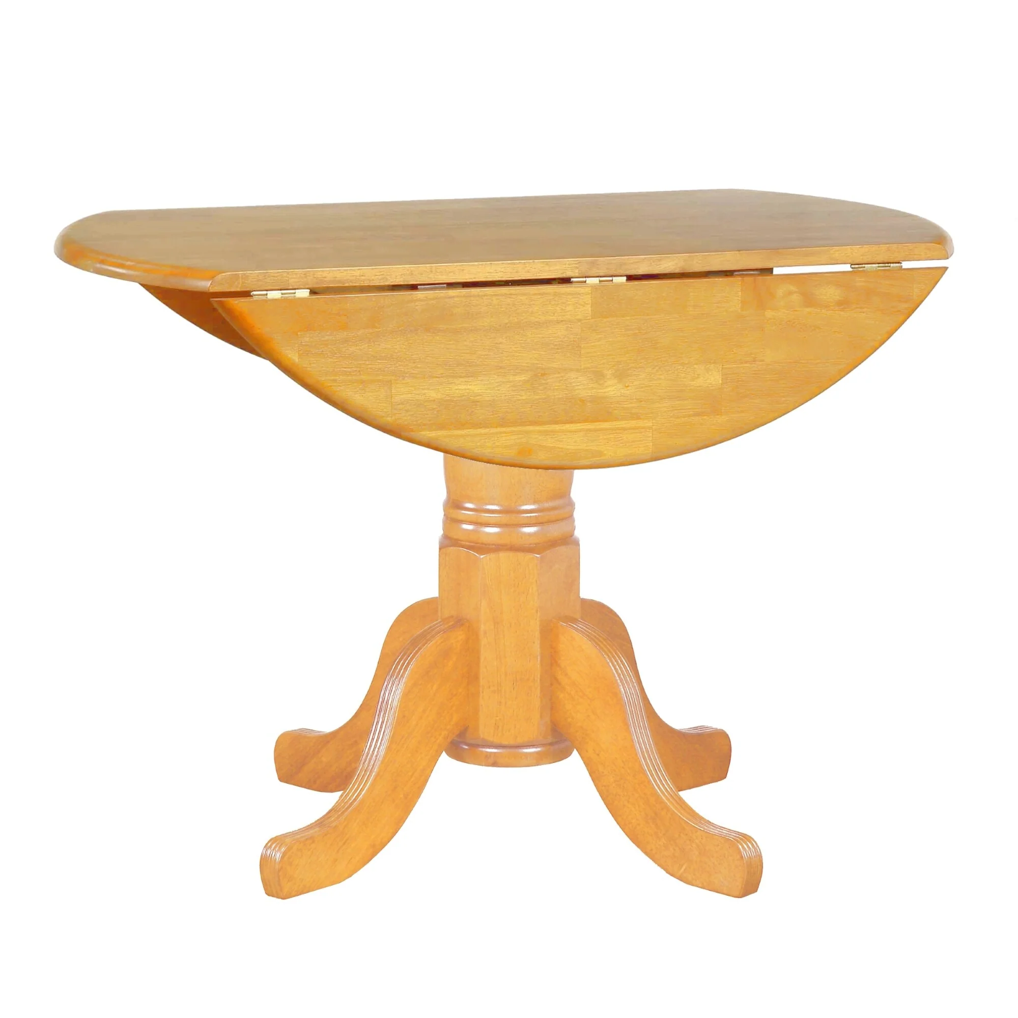 Round Extendable Wooden Drop Leaf Dining Table - 42 - Light Brown