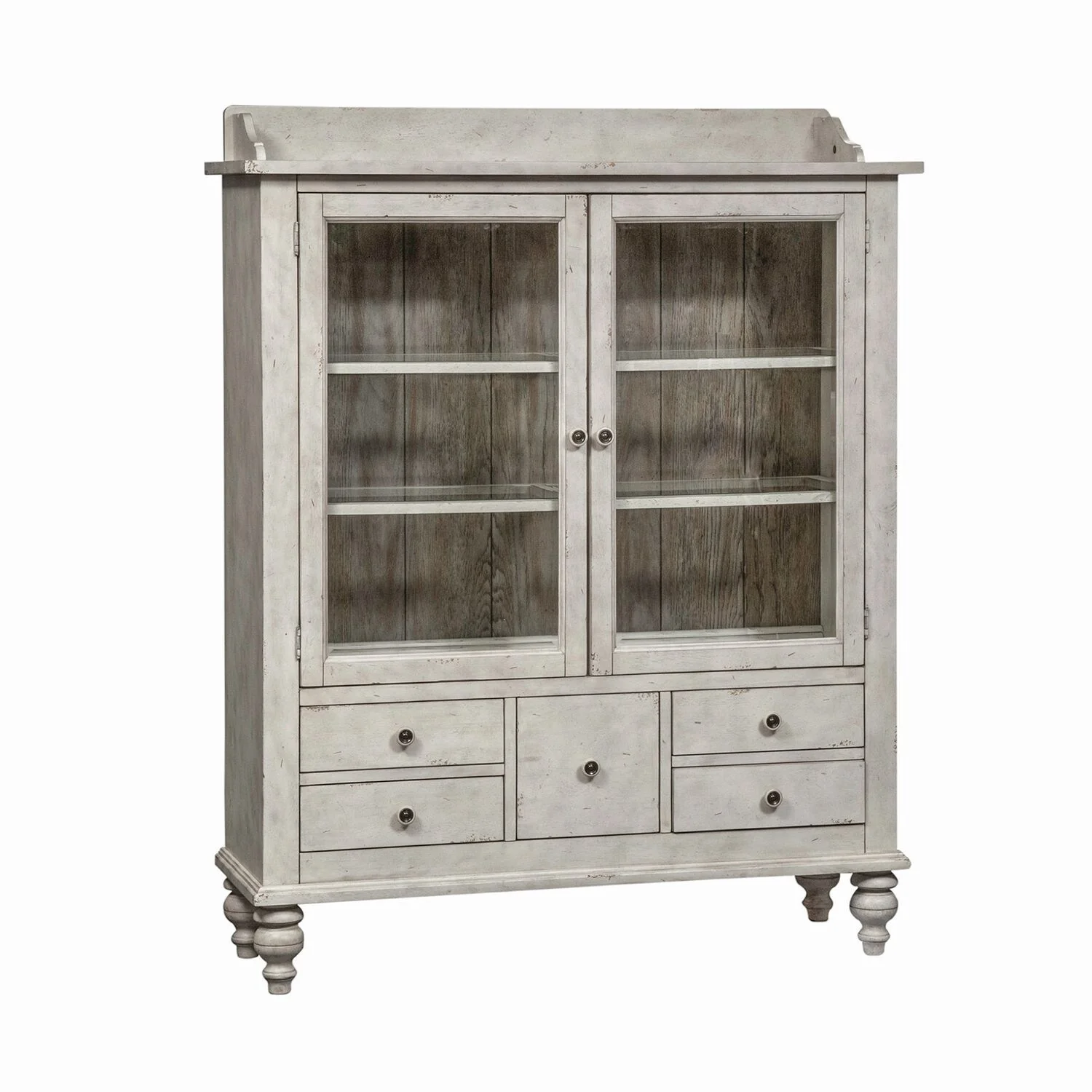 Whitney Antique Linen Weathered Grey Display Cabinet