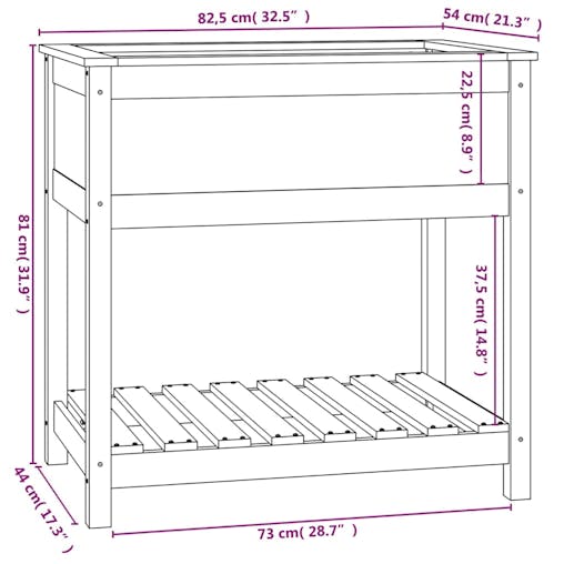 NNEVL Planter with Shelf 82.5x54x81 cm Solid Wood Pine