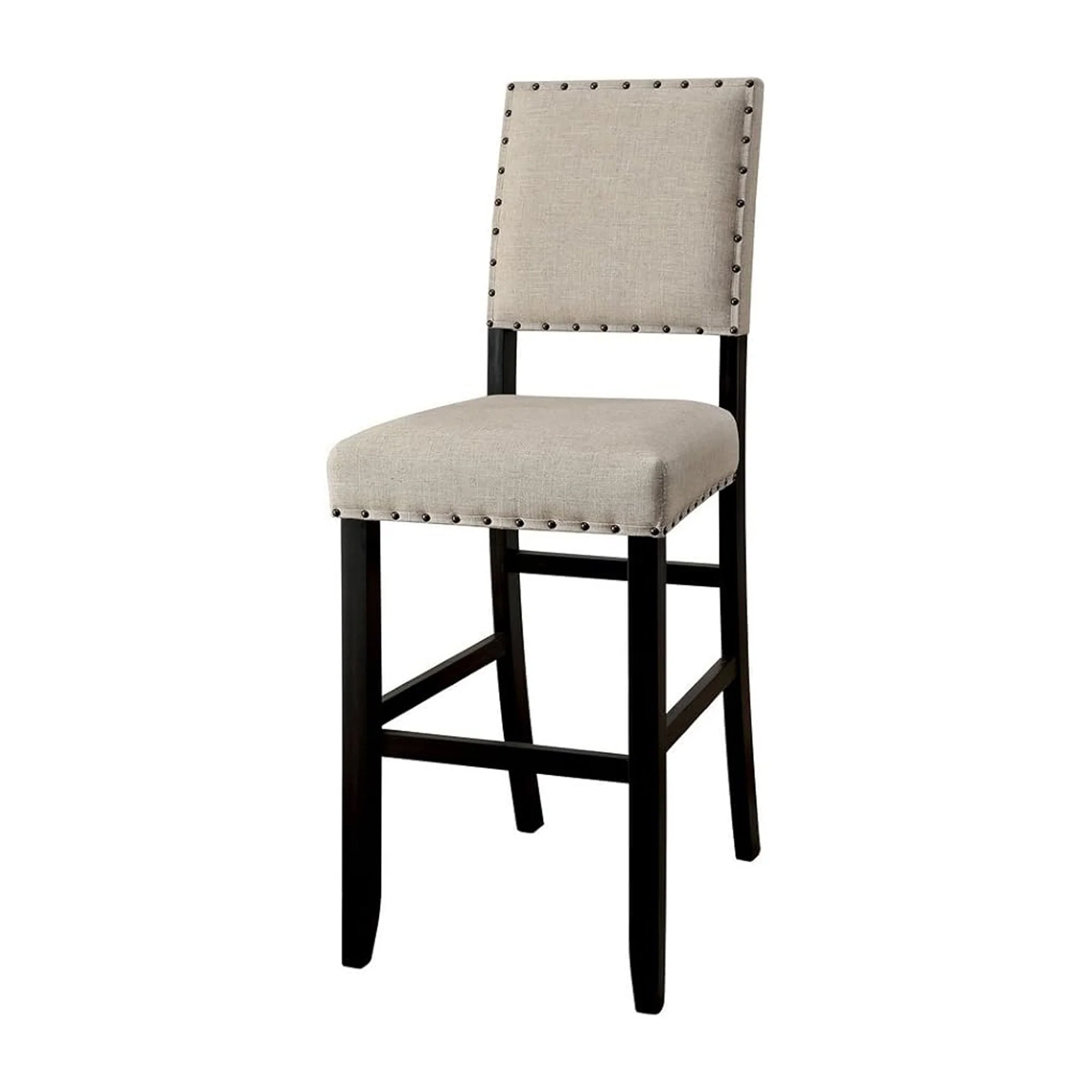 Bega 5pc Bar Height Table and Chair Set, Ivory, Black Solid Wood