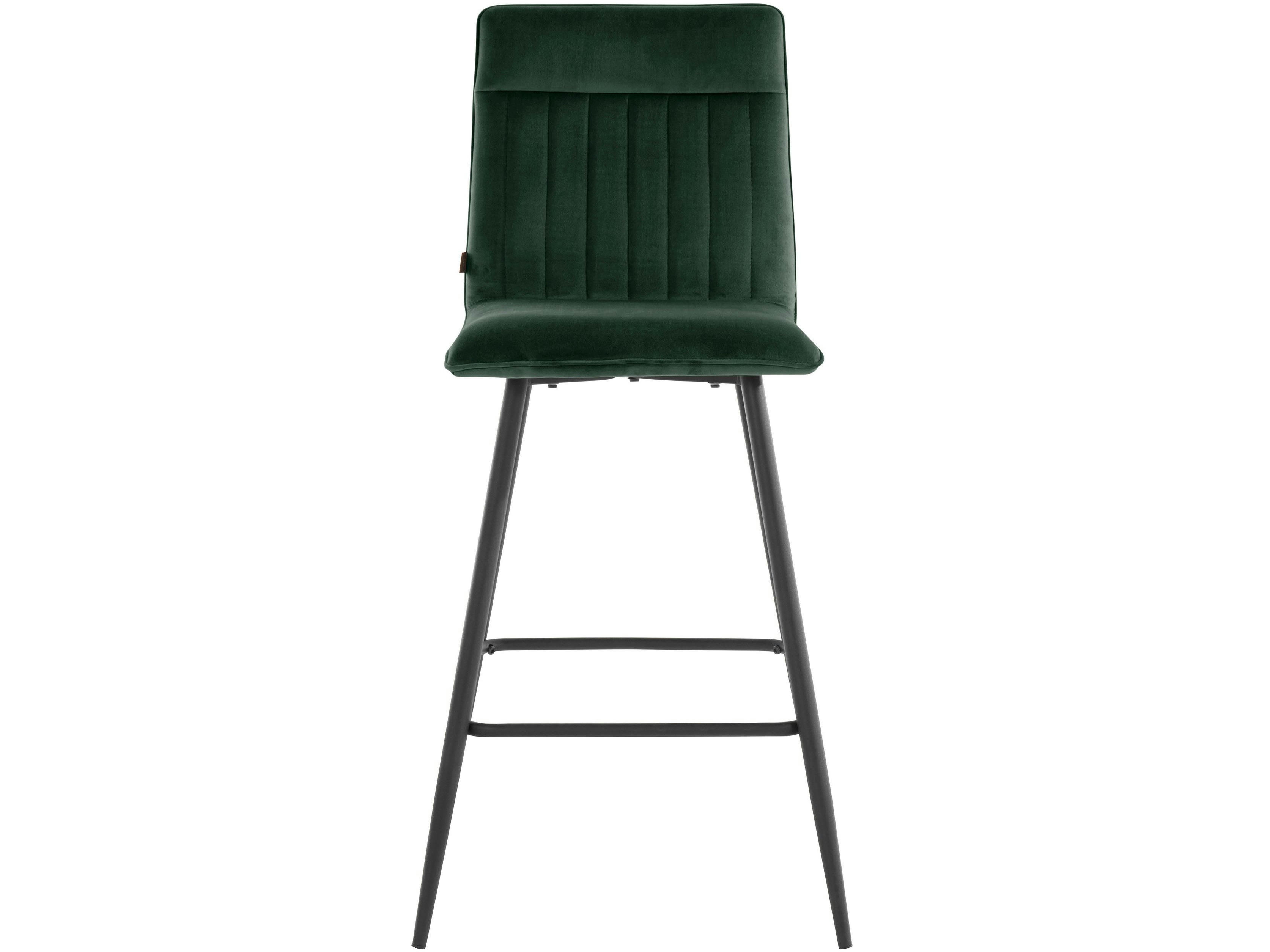 ZETA - Lot de 2 tabourets de bar rembourrés en velours vert foncé