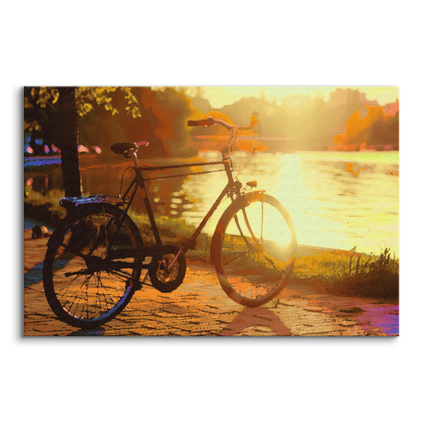 Obraz Rower Na Tle Zachodu Słońca 30x20cm