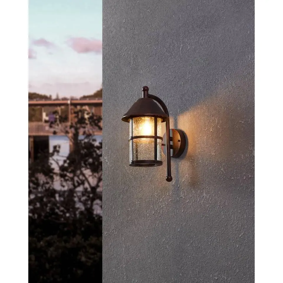 EGLOSanTelmo-Buitenverlichting-Wandlamp-Antiek-Bruin-Helder