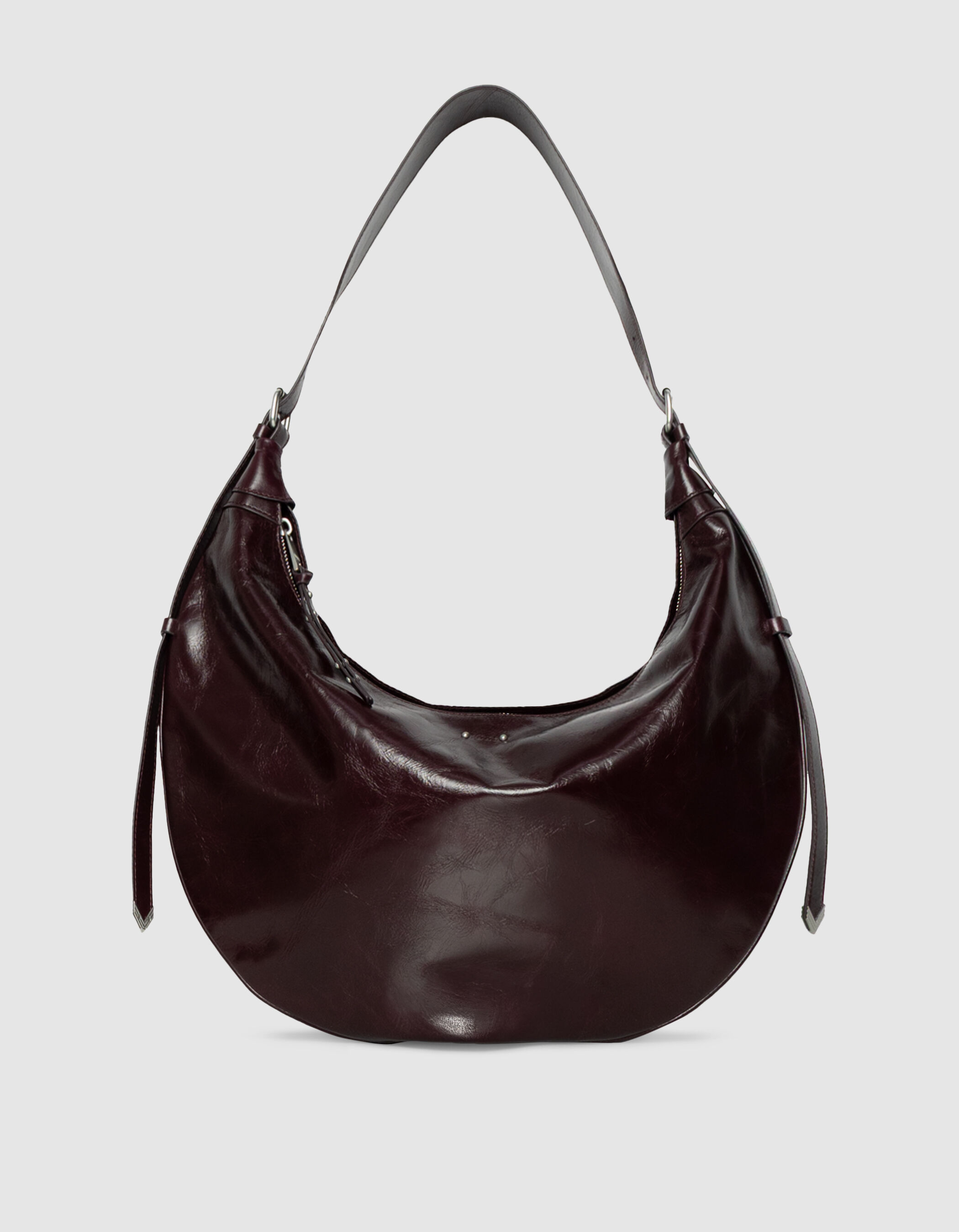 Sac demi-lune bordeaux cuir glacé Allane Femme